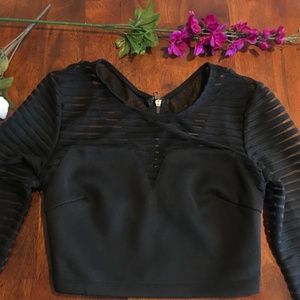 Cropped Black Long Sleeve Top